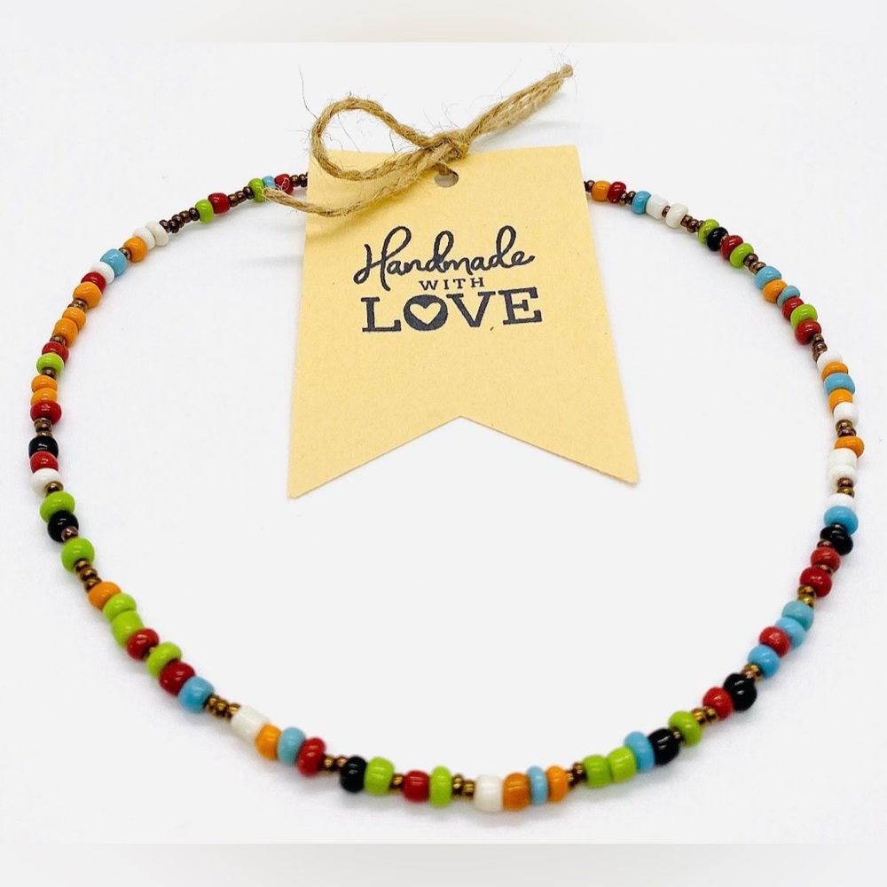 MultiColor Beaded Necklace Boho Y2K Summer Beach Festival Southwestern Eclectic - Picture 6 of 7